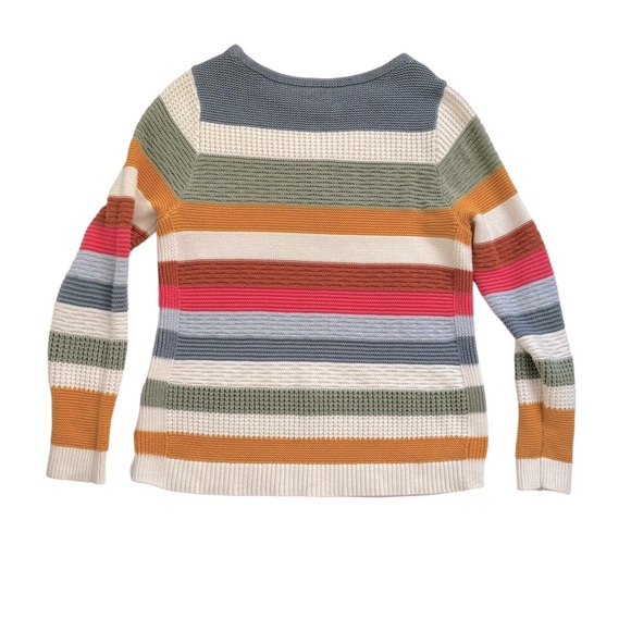 MULTICOLOR STRIPE  RAINBOW BOAT NECK COTTON JUMPER SWEATER WOMEN SIZE SMALL - Picture 6 of 12